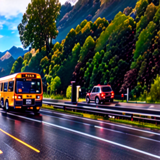 001_A bus stopped on the side of the road while people board it..png